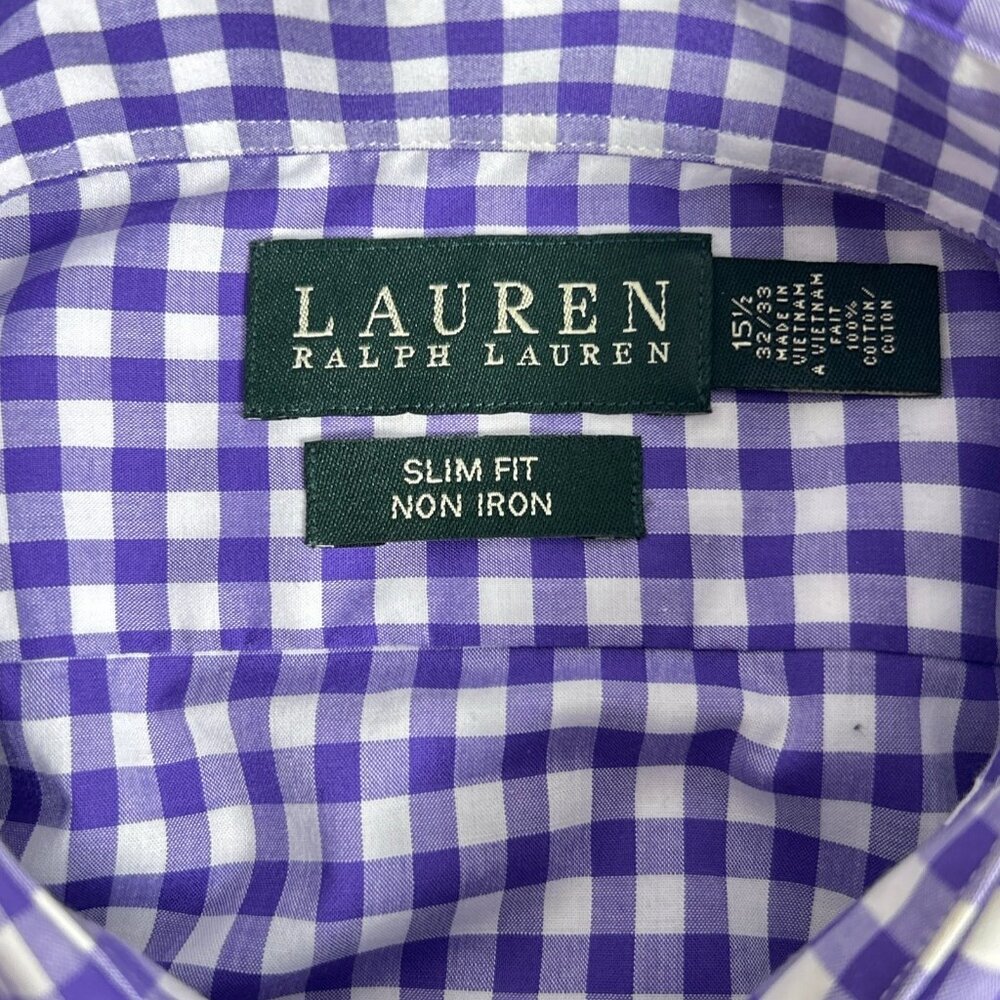 Lauren Ralph Lauren Slim Fit Gingham Dress Shirt 15.5 32/33 Non-Iron - Picture 11 of 12